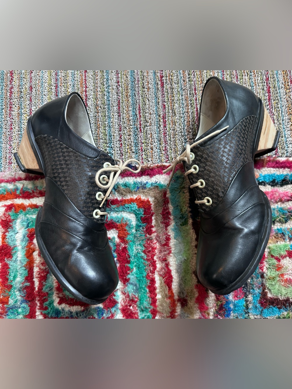 Fluevog VINTAGE EXCELLENT Hopes Promise black leather lace-up shoe -10 (fit 9.5) - Picture 9 of 16